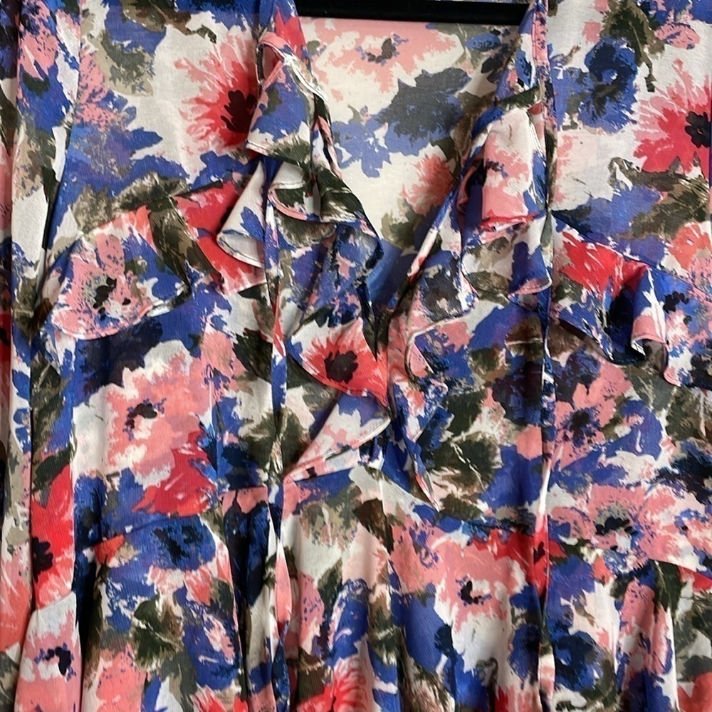 MISA | Damaris Top in Tie-Dye Floral Size Small Sheer Bell Cuff Sleeves Size S - Picture 4 of 8